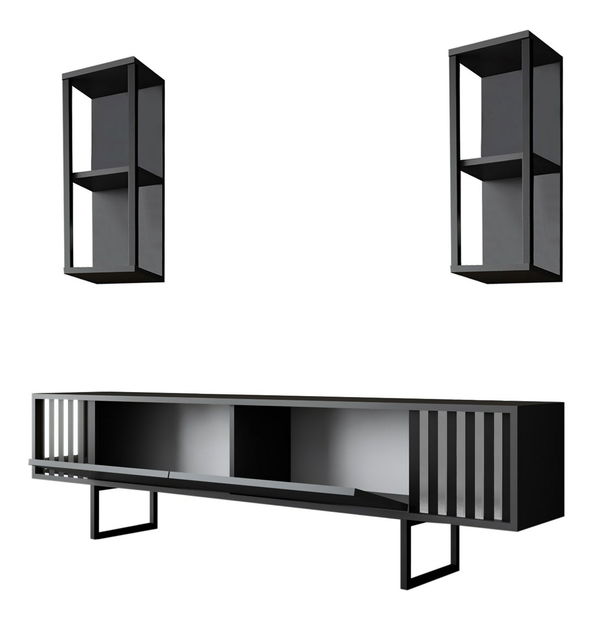 Sestava nábytku do obývacího pokoje Chromatic (Antracit + Černá)