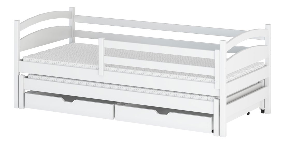 Dětská postel 80 cm Tiana (s roštem a úl. prostorem) (bílá)