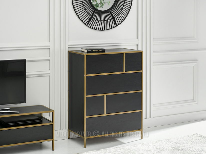 Komoda Soren Kom (černé dřevo + zlatá)