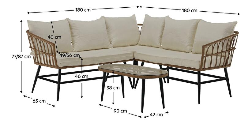 Zahradní set Arala (přírodní + béžová + černá) (pro 4 osoby)