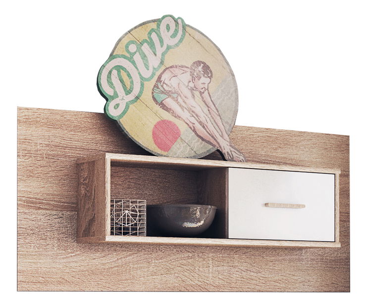 Závěsná skříňka Terrell (dub sonoma + bílá)