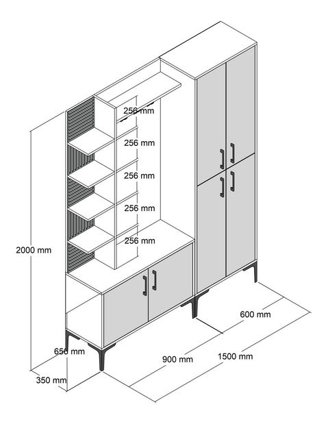 Předsíňová stěna Valery 5 (Ořech + Bílá)
