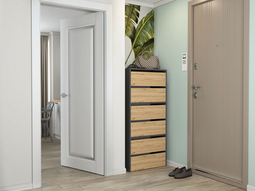 Botník (skříňka na boty) Metido 1 (antracit + dub artisan)