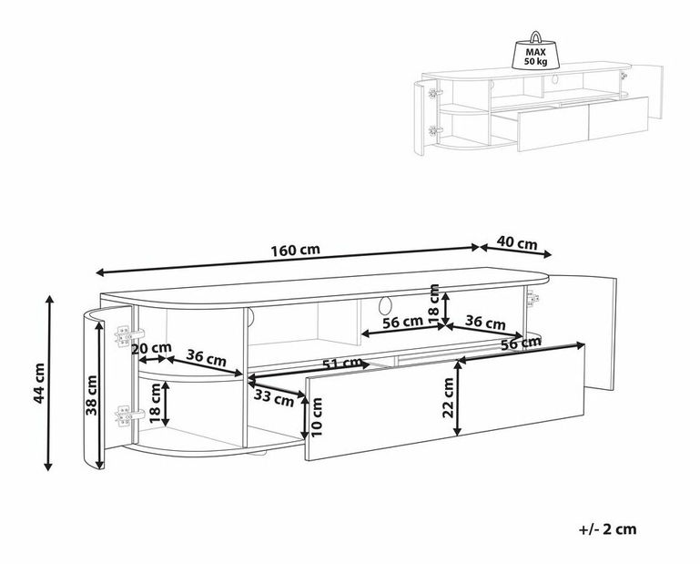 TV stolek/skříňka Jerza (světlé dřevo)