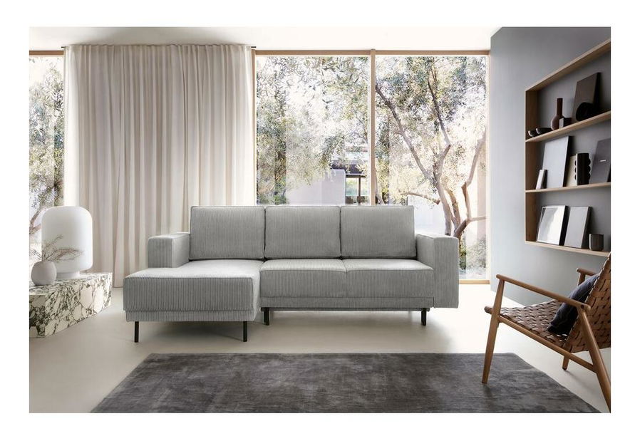 Rohová sedací souprava Rodriguez mini (L) (světle šedá + černá)