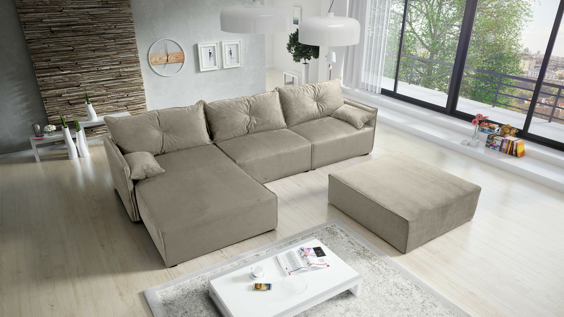 Rohová sedačka Leonaro 2 (béžová) (L)