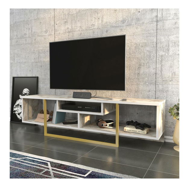 TV stolek/skříňka Aslana 150 (zlatá + bílá)