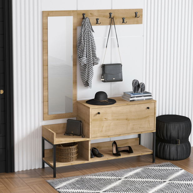 Předsíňová stěna Aliex 45 (Dub safírový) (se zrcadlem)