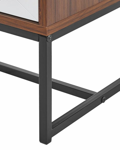 Noční stolek NAVVEA (tmavé dřevo + bílá)