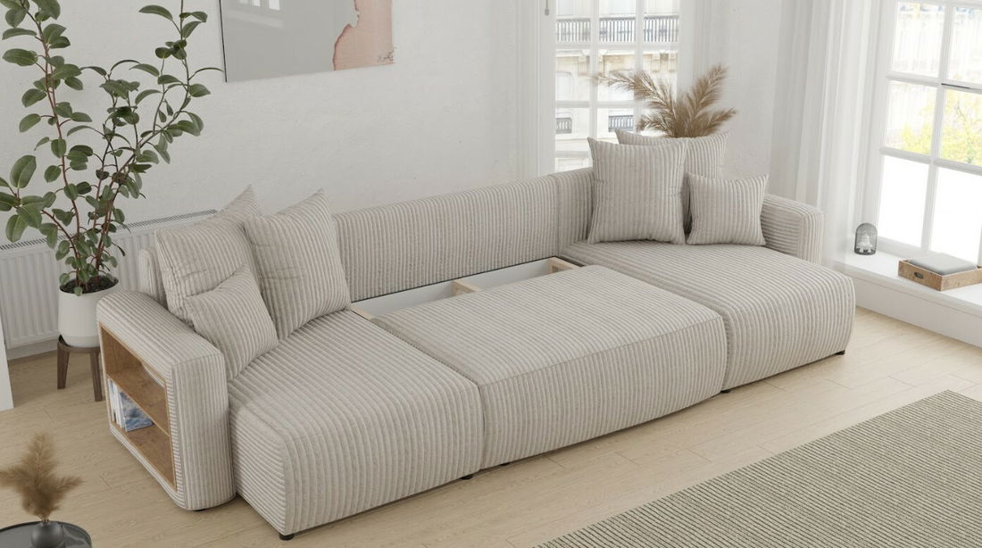 Rohová sedačka Solina U (mléčná) (P)