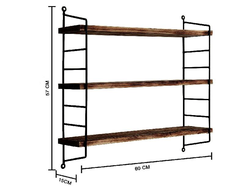  Dekorativní nástěnná police Duvelo 6 (ořech + černá)