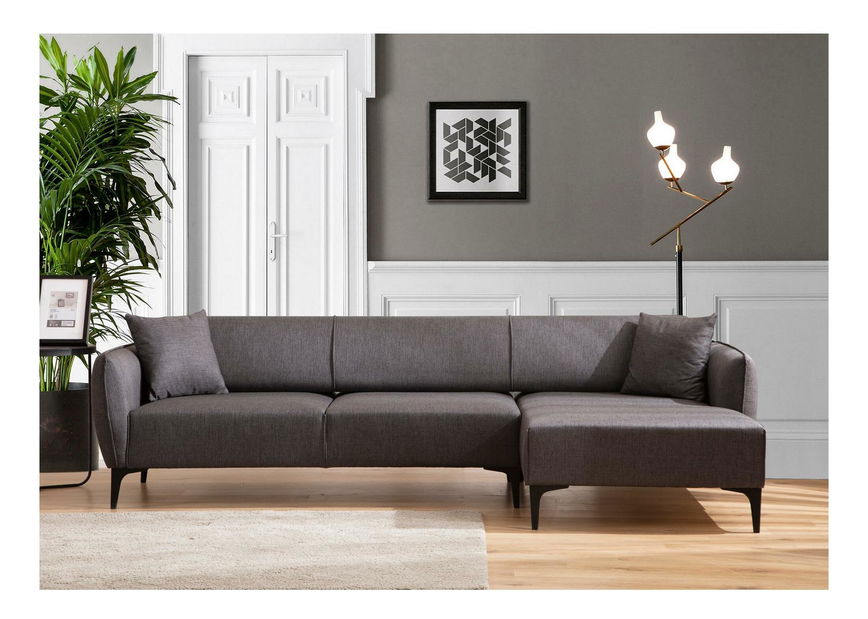 Rohová sedačka Belasemma (P) (tmavě šedá + černá)