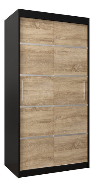 Šatní skříň 100 cm Verika 1 100 (černá + dub sonoma)
