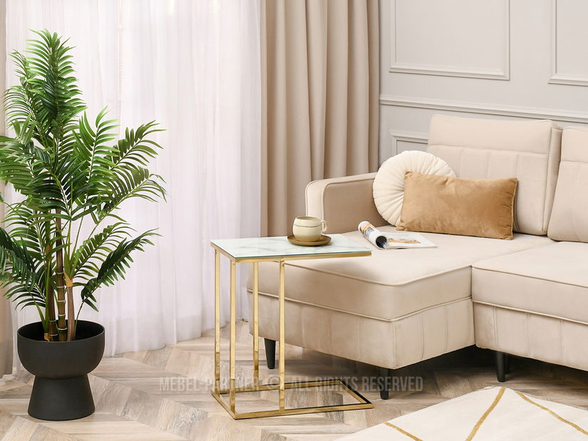 Konferenční stolek Vasho (bílá + zlatá)