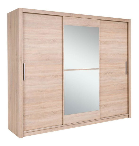Šatní skříň s posuvnými dveřmi Mykarezo 2 B (dub sonoma) (se zrcadlem)