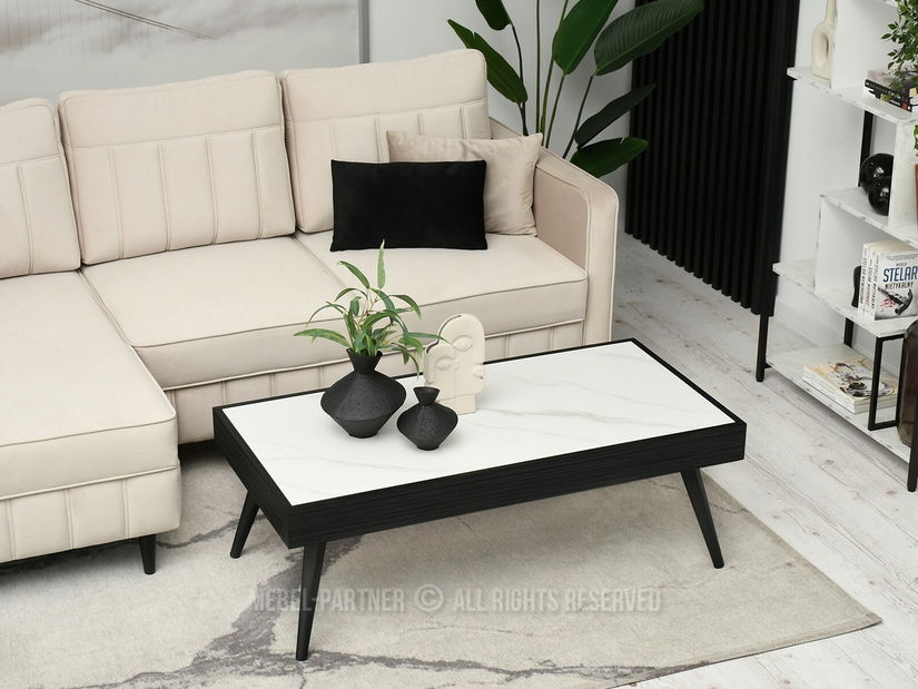 Konferenční stolek Flock (bílý mramor + černá)