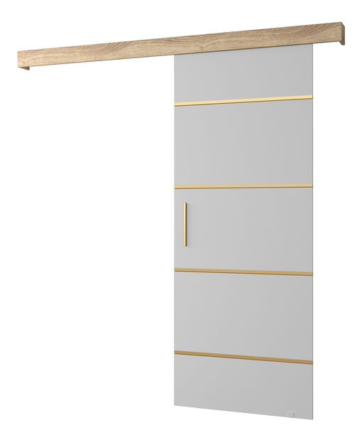 Posuvné dveře 90 cm Sharlene IV (bílá matná + dub sonoma + zlatá)