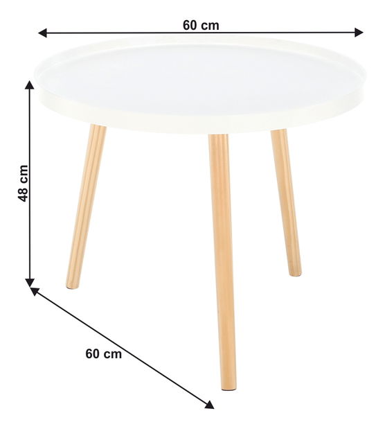 Příruční stolek Sansay (bílá + přírodní)