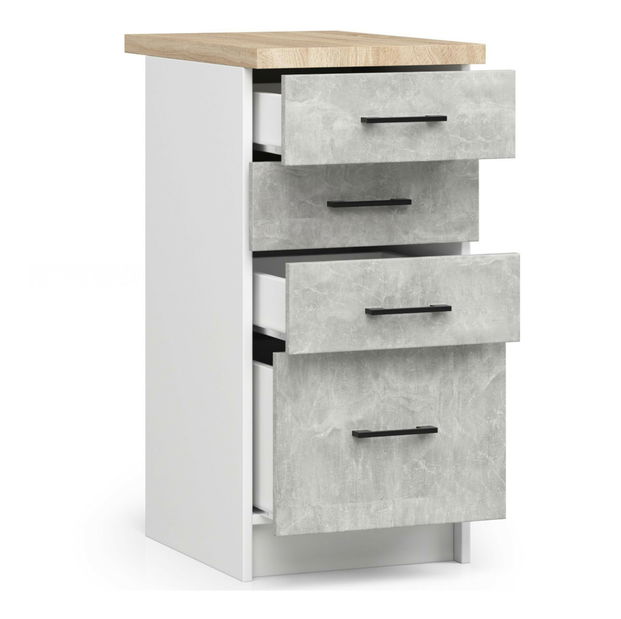 Dolní kuchyňská skříňka Ozara S40 SZ4 (bílá + beton)