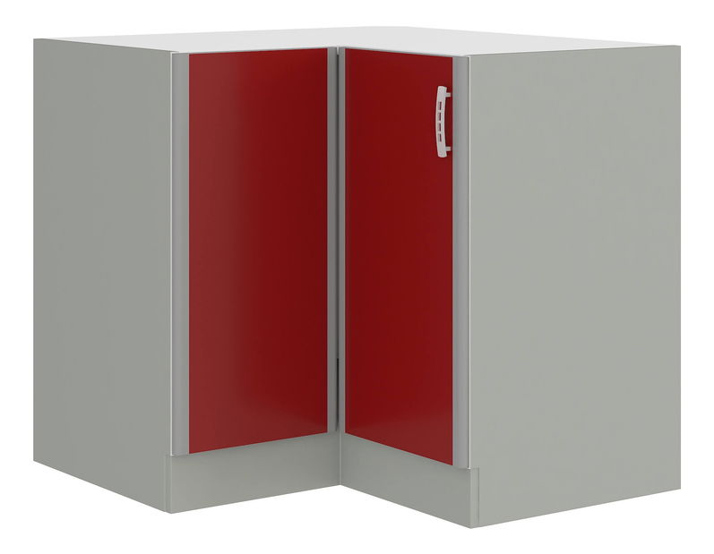 Rohová dolní kuchyňská skříňka Elissa 89 x 89 DN 1F BB (šedá platinová + bordó)