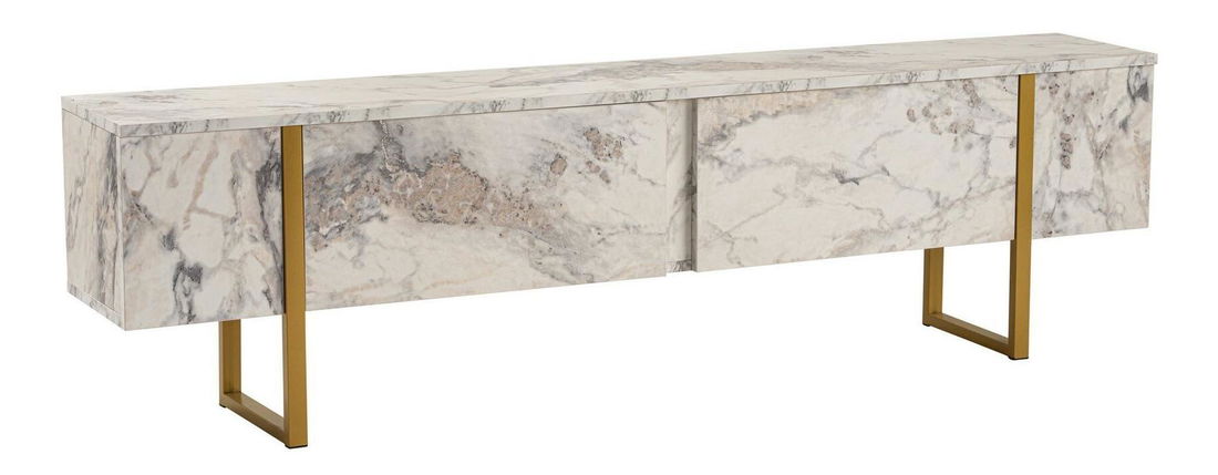 TV skříňka Seronitta (Mramor + zlatá)