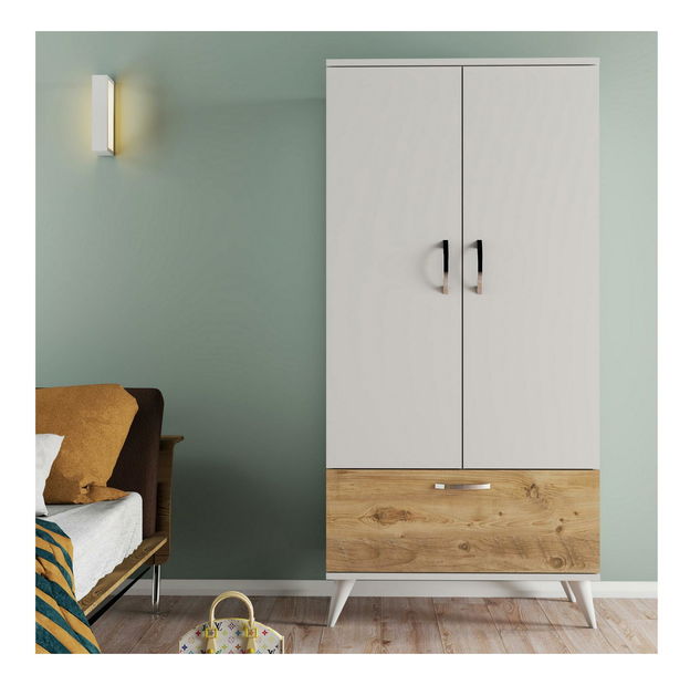 Šatní skříň Lelovu 2 (bílá + borovice atlantická)