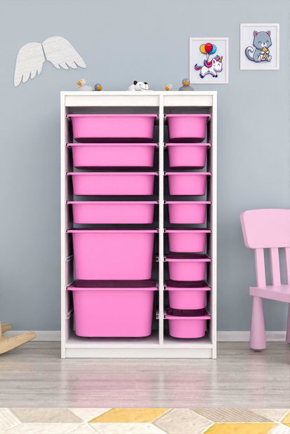 Organizér na hračky Dremonka 6 (růžová + bílá)