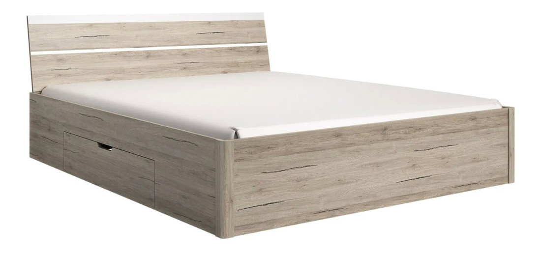 Manželská postel 180 cm Benson Typ 52 (san remo světlý + bílá)