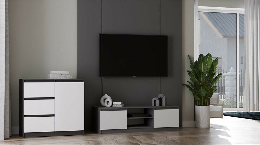 TV skříňka Musecalo 120 (antracit + bílá)