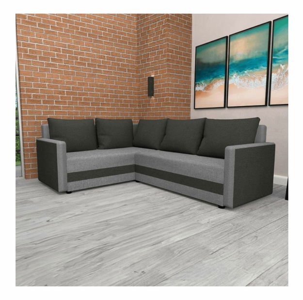 Rohová sedačka DONA (černá + šedá)