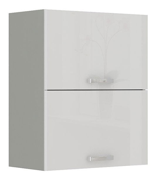 Horní kuchyňská skříňka Milo 60 GU-72 (šedá + bílý lesk)