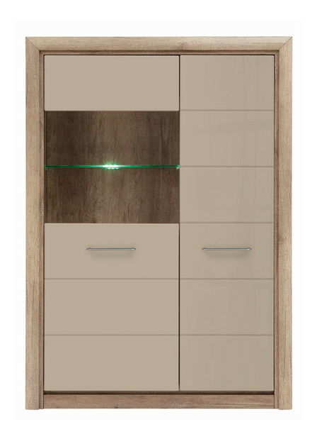 Vitrína BRW Koen 2 REG1D1W/143 (dub canyon monument + sivopieskový lesk)