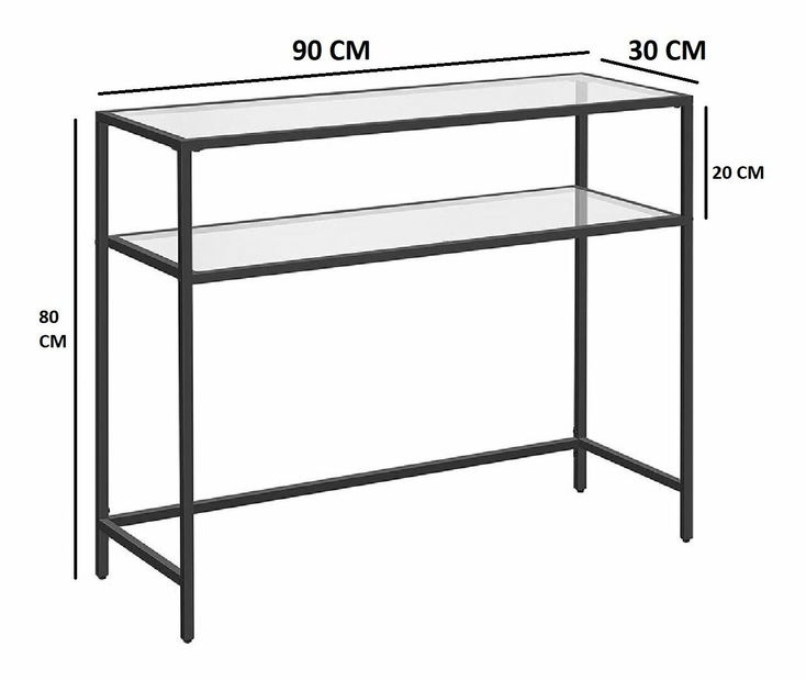 Konzolový stolek Byat 4 (černá + sklo)