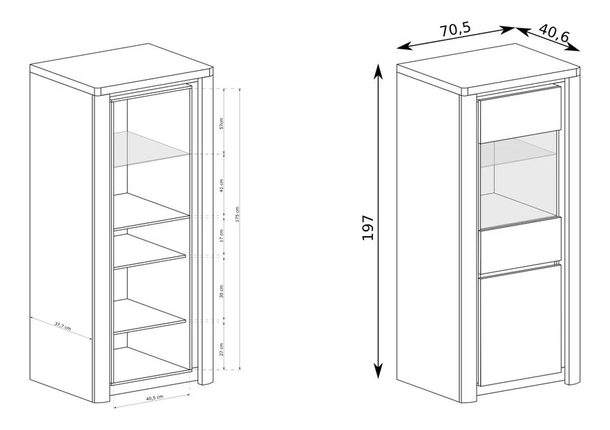 Vitrína Livia 04 (s LED osvětlením) (dub ribbeck + bílý lesk)