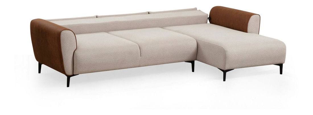 Rohová sedačka Aronaso (P) (béžová + skořicová)
