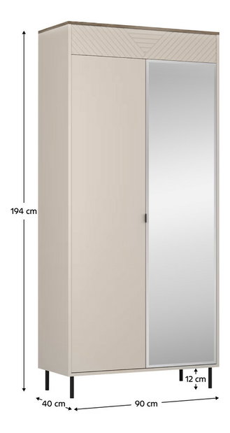 Skříň Explicaba 2D40 (kašmír + dub castello) (se zrcadlem)