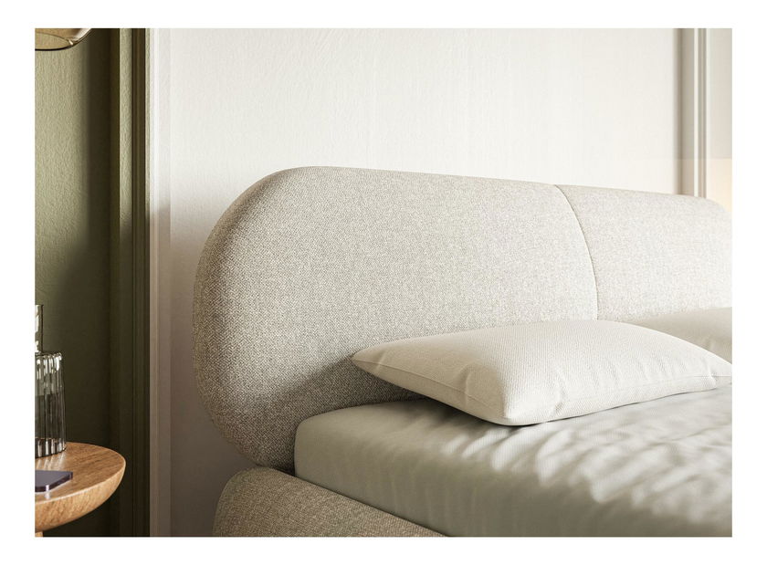 Manželská postel 140 cm Octave 140B (s roštem) (světlobéžová + zlatá)