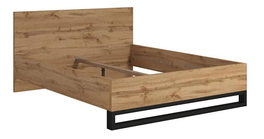 Manželská postel Helles 140 (dub wotan + černá)