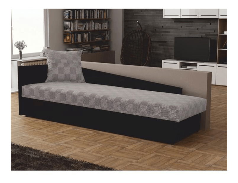 Jednolůžková postel (válenda) 80 cm Jeannine (šedá + černá) (s úl. prostorem) (L)