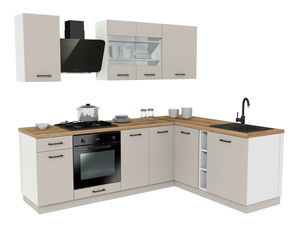 Rohová kuchyňská sestava 240x180 cm Vestia 1 (kašmír + dub evoke)