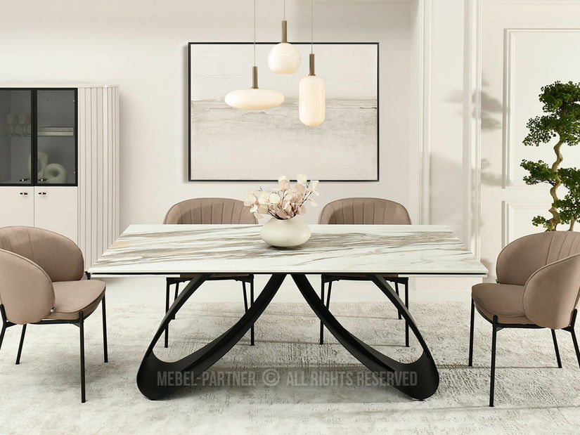 Jídelní stůl Pagina (mramor + černá)