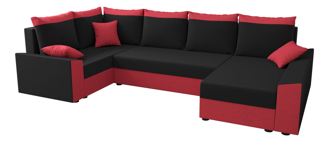 Rohová sedací souprava Paragon Long (červená + černá) (L)