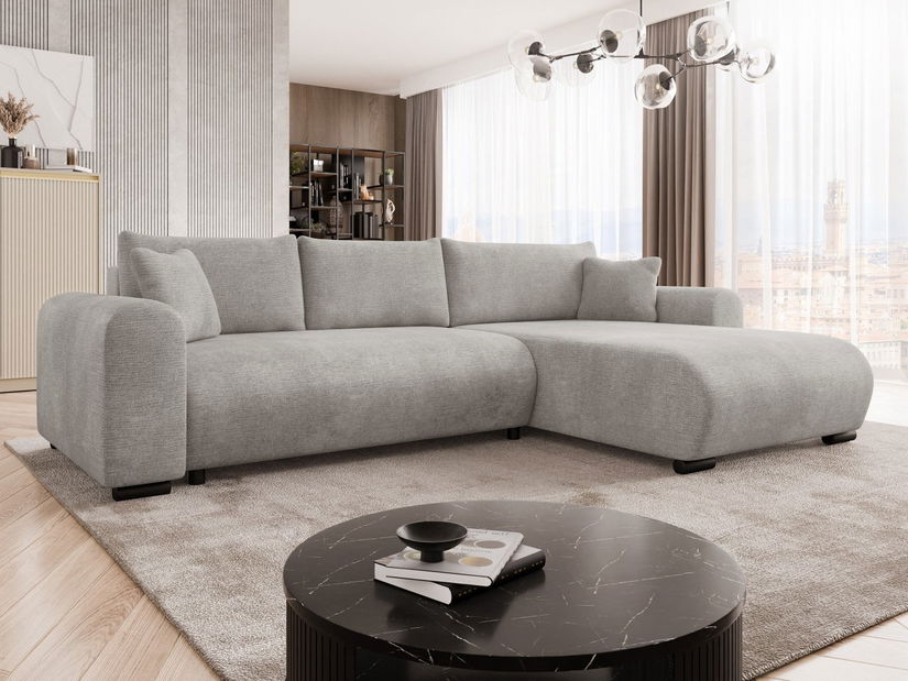 Rohová sedací souprava Desencadena (stříbrnošedá)