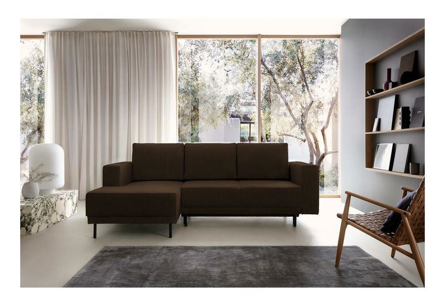 Rohová sedací souprava Rodriguez mini (L) (tmavobéžová + černá)