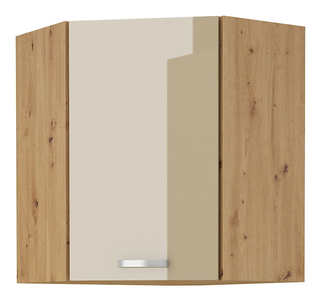 Rohová horní kuchyňská skříňka Arryn 58x58 GN-72 1F (dub artisan + lesk cappucino)