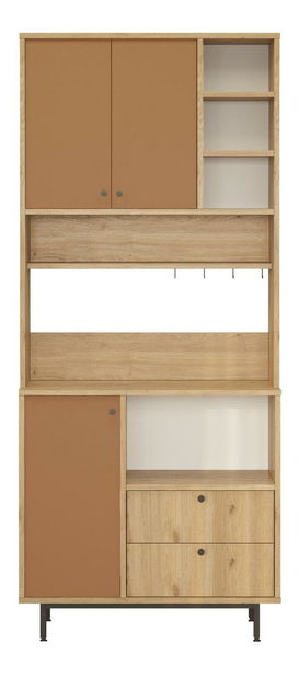 Policová skříň Rebutia 6 (dub + cihlová)