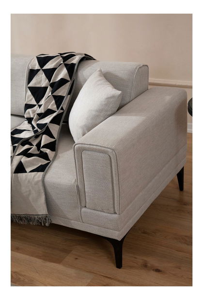 Rohová sedačka Horazotta (L) (ecru + černá)