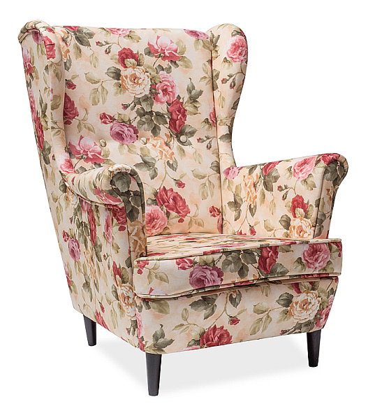 Relaxační křeslo Linn (květy krém)