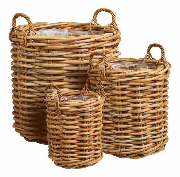 Set 3 ks proutěných květináčů Bdolena (přírodní)