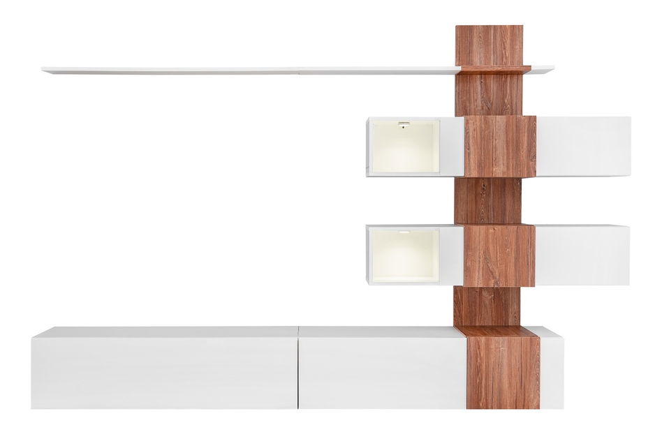 Obývací stěna Gwyn 29 BTW GX (beton + bílá) (s osvětlením)